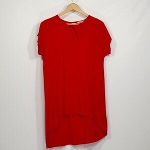 Soft Surroundings Red Asymmetrical Tunic Short Sleeve Womens Size PS